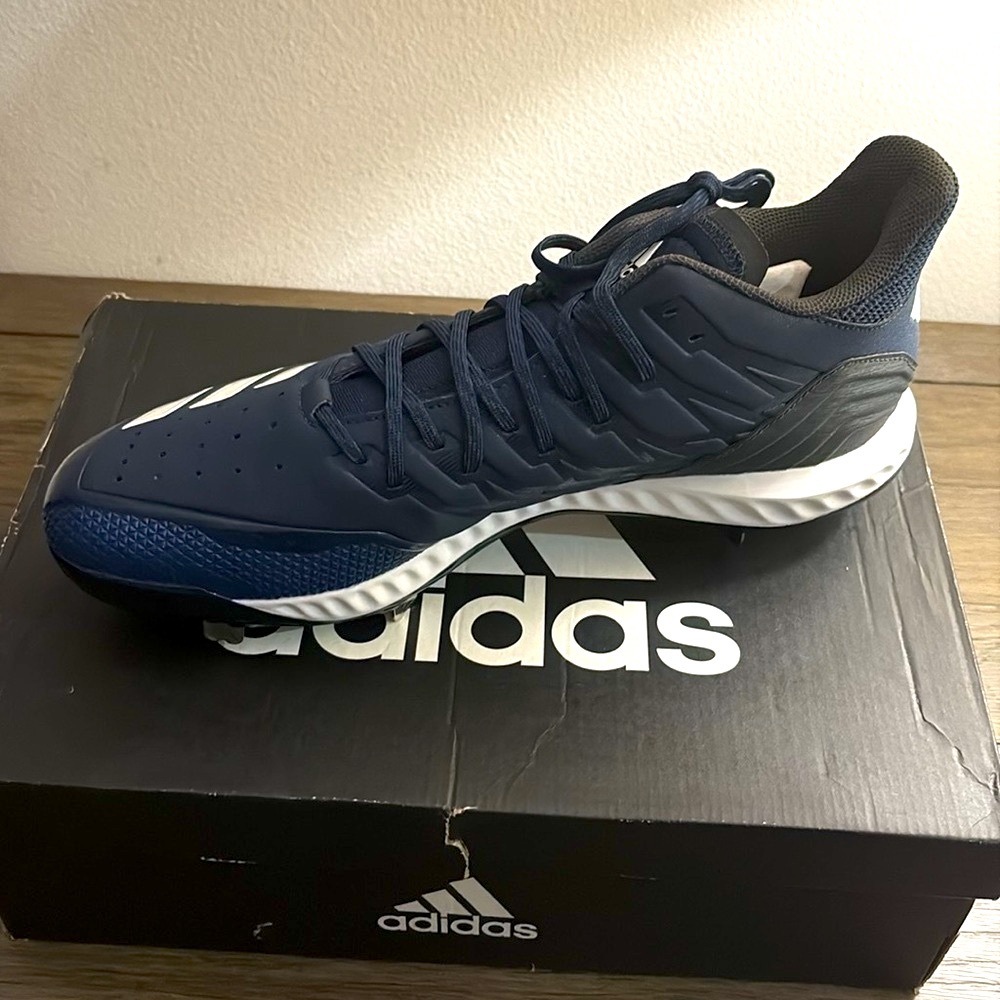 NEW [Adidas] Icon Bounce Metal Baseball Cleats Navy/White/Carbon Men’s Sz 15.0 - Picture 3 of 10